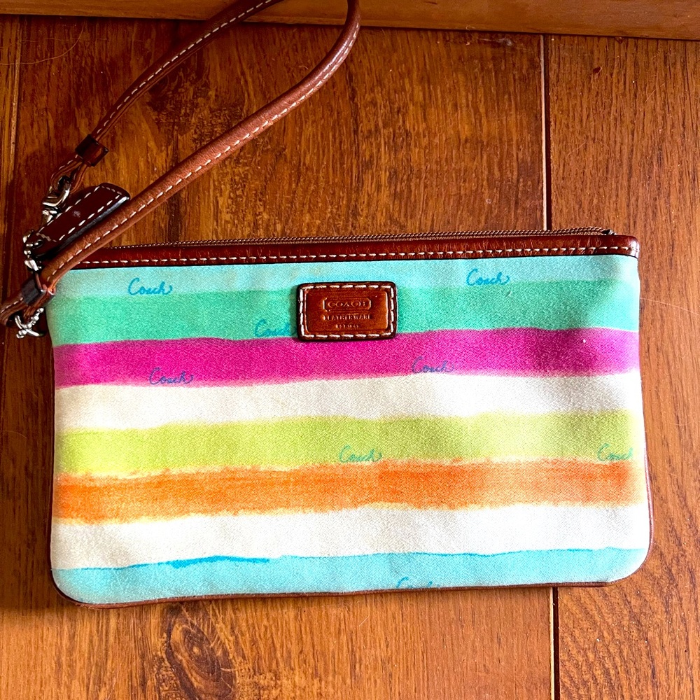 Coach stripe wristlet